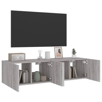 TV Wall Cabinets with LED Lights 2 pcs Grey Sonoma 60x35x31 cm