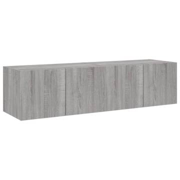 TV Wall Cabinets with LED Lights 2 pcs Grey Sonoma 60x35x31 cm