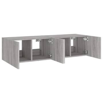 TV Wall Cabinets with LED Lights 2 pcs Grey Sonoma 60x35x31 cm