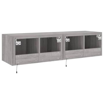 TV Wall Cabinets with LED Lights 2 pcs Grey Sonoma 60x35x31 cm