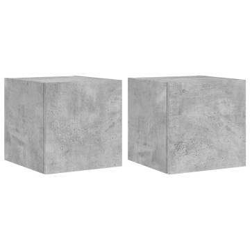 TV Wall Cabinets with LED Lights 2 pcs Concrete Grey 30.5x35x30 cm