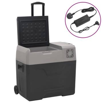 Cool Box with Wheel and Adapter Black&Grey 50 L Polypropylene