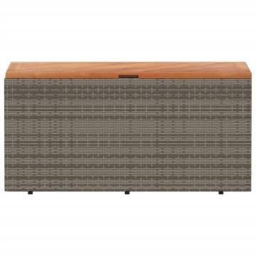 Garden Storage Box Grey 110x50x54 cm Poly Rattan Acacia Wood