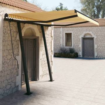 Manual Retractable Awning with Posts 3x2.5 m Yellow and White