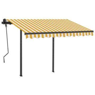 Manual Retractable Awning with Posts 3x2.5 m Yellow and White