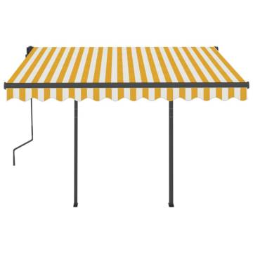 Manual Retractable Awning with Posts 3x2.5 m Yellow and White