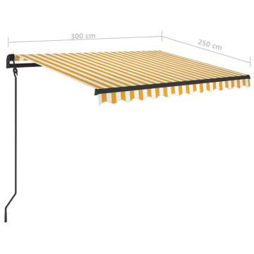 Manual Retractable Awning with Posts 3x2.5 m Yellow and White