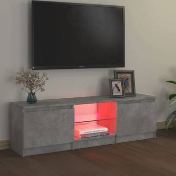 TV Cabinet with LED Lights Concrete Grey 120x30x35.5 cm