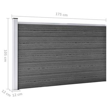 Fence Panel Set WPC 872x105 cm Black