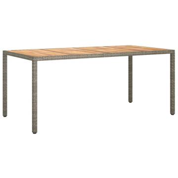 Garden Table 190x90x75 cm Poly Rattan and Acacia Wood Grey