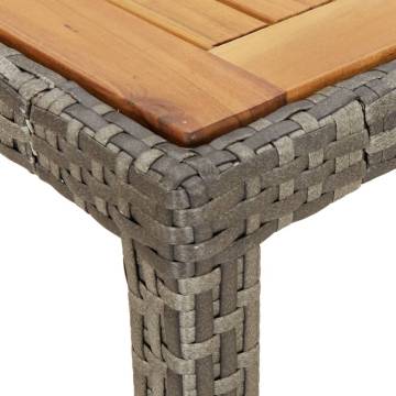 Garden Table 190x90x75 cm Poly Rattan and Acacia Wood Grey