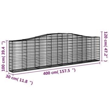 Arched Gabion Baskets 10 pcs 400x30x100/120 cm Galvanised Iron