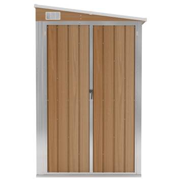 Wall-mounted Garden Shed Brown 118x382x178 cm Galvanised Steel