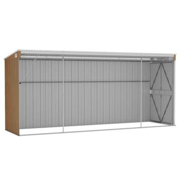 Wall-mounted Garden Shed Brown 118x382x178 cm Galvanised Steel