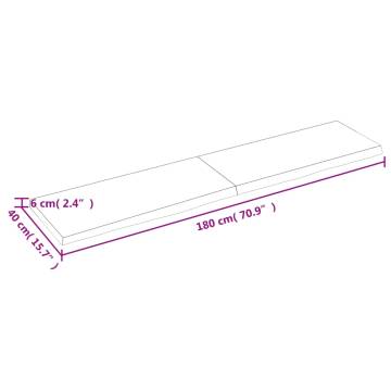 Bathroom Countertop 180x40x(2-6) cm Untreated Solid Wood