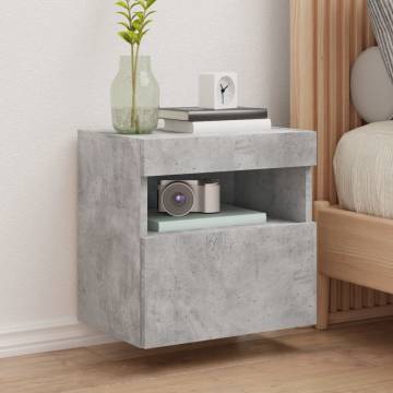 TV Wall Cabinet with LED Lights Concrete Grey 40x30x40 cm