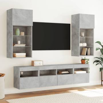 TV Wall Cabinet with LED Lights Concrete Grey 40x30x40 cm