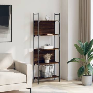 Bookshelf 5-Tier Brown Oak 60.5x24x166.5 cm Engineered Wood