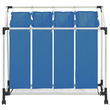 Laundry Sorter with 4 Bags Blue Steel