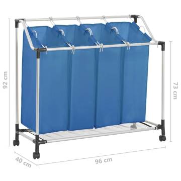 Laundry Sorter with 4 Bags Blue Steel