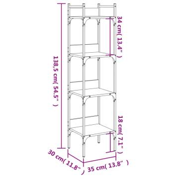 Bookshelf 4-Tier Smoked Oak 35x30x138.5 cm Engineered Wood