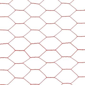 Chicken Wire Fence Steel with PVC Coating 25x1.5 m Red