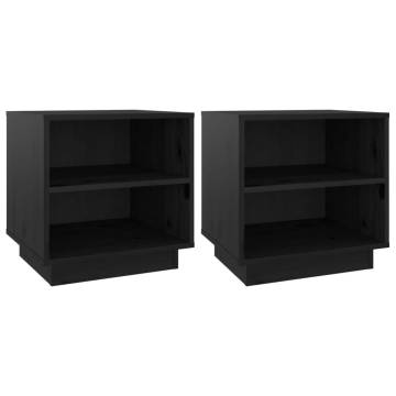 Bedside Cabinets 2 pcs Black 40x34x40 cm Solid Wood Pine