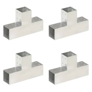 Post Connectors 4 pcs T Shape Galvanised Metal 81x81 mm