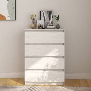 Side Cabinet White 60x36x84 cm Solid Pinewood