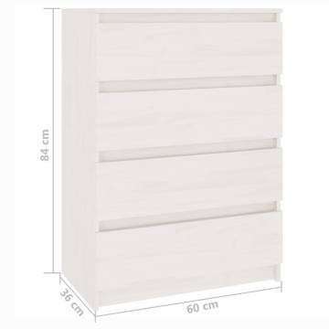 Side Cabinet White 60x36x84 cm Solid Pinewood