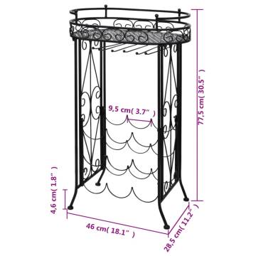 Wine Rack with Glass Holder for 9 Bottles Metal