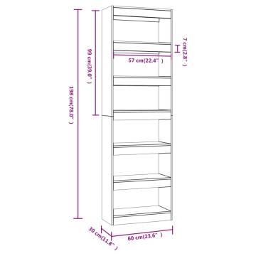 Book Cabinet/Room Divider High Gloss White 60x30x198 cm