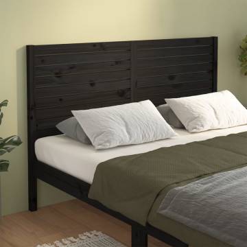 Bed Headboard Black 146x4x100 cm Solid Wood Pine