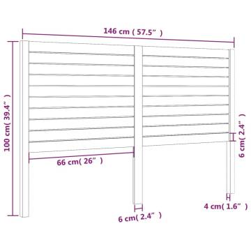 Bed Headboard Black 146x4x100 cm Solid Wood Pine