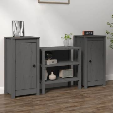 Sideboards 2 pcs Grey 40x35x80 cm Solid Wood Pine