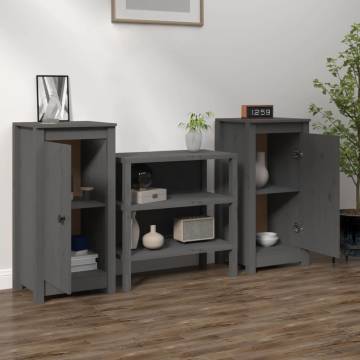 Sideboards 2 pcs Grey 40x35x80 cm Solid Wood Pine