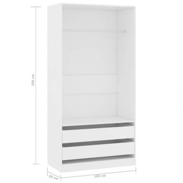 Wardrobe White 100x50x200 cm Engineered Wood