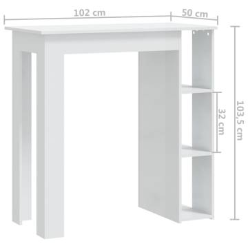 Bar Table with Shelf High Gloss White 102x50x103.5 cm Engineered Wood