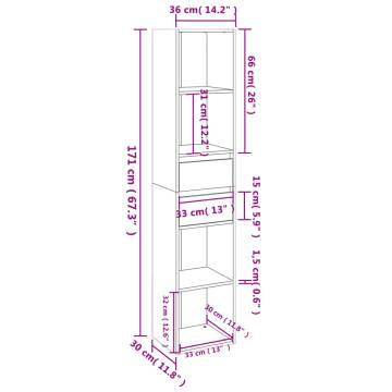 Book Cabinet Grey Sonoma 36x30x171 cm Engineered Wood