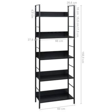 5-Layer Book Shelf Black 60x27.6x158.5 cm Engineered Wood