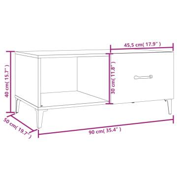 Coffee Table Brown Oak 90x50x40 cm Engineered Wood