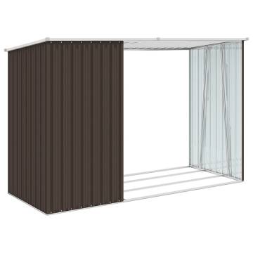 Garden Firewood Shed Brown 245x98x159 cm Galvanised Steel