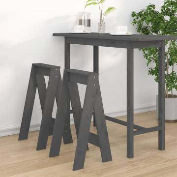 Stools 2 pcs Grey 40x40x75 cm Solid Wood Pine