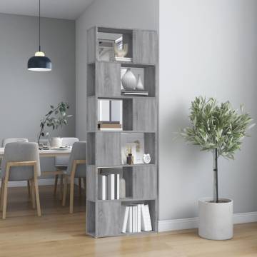 Book Cabinet/Room Divider Grey Sonoma 60x24x186 cm