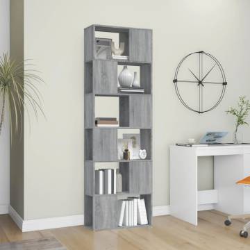 Book Cabinet/Room Divider Grey Sonoma 60x24x186 cm