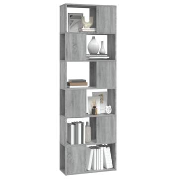 Book Cabinet/Room Divider Grey Sonoma 60x24x186 cm