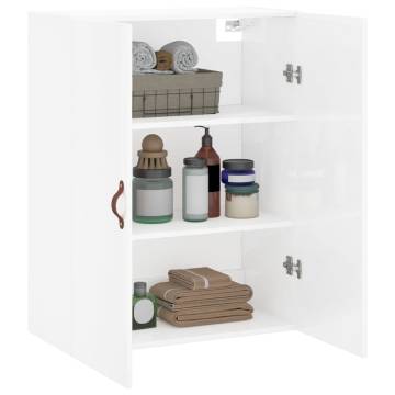 Wall Mounted Cabinet High Gloss White 69.5x34x90 cm