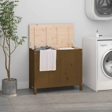 Laundry Box Honey Brown 88.5x44x76 cm Solid Wood Pine