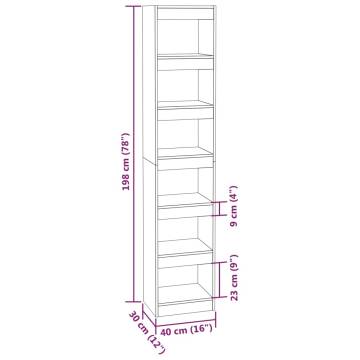 Book Cabinet/Room Divider Smoked Oak 40x30x198 cm