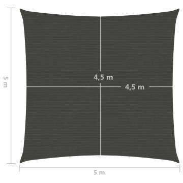 Sunshade Sail 160 g/m² Anthracite 5x5 m HDPE